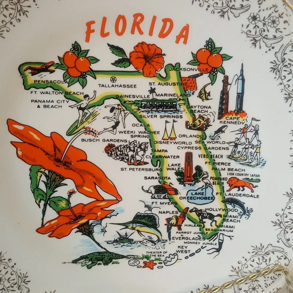 Vintage Souvenir Plate-USA-Florida - Picture 2 of 4